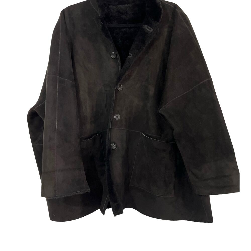 Eskandar Black Suede Shearling Lined Coat EUC Size 0 Luxe Outerwear